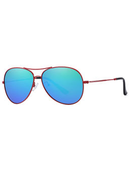 PARIM - Polarized Unisex Aviator Sunglasses Red Frame Blue Lenses SKU 1283 R1