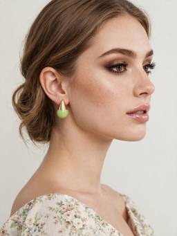 Zaveri Pearls - Fluorescent Green Enamel Contemporary Semi Hoop Earrings