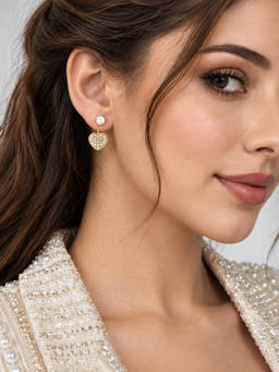 Zaveri Pearls - Gold Tone Dazzling Austrian Diamonds Heart Earring