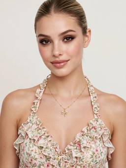 Zaveri Pearls - Gold Tone Dazzling Austrian Diamonds Dragonfly Pendant with Chain