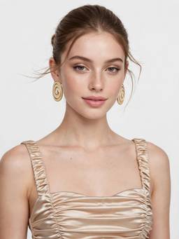 Zaveri Pearls - White Enamel Contemporary Spiral Studs Earrings