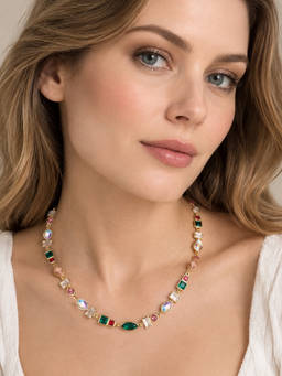 Zaveri Pearls - Multi-Color Dazzling Stones Embellished Party Bling Necklace