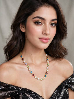 Zaveri Pearls - Multi-Color Dazzling Stones Embellished Party Bling Necklace