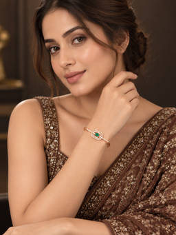 Zaveri Pearls - Multi-Color Dazzling Cubic Zirconia Contemporary Kada Bracelet
