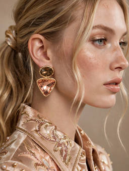 Zaveri Pearls - Peach and Champagne Stone Color Pop Contemporary Dangle Earring