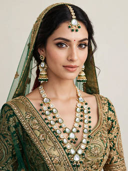 Zaveri Pearls - Multi-Color Meenakari Stones Beads Necklace Earring Maangtikka Set (Pack of 4)
