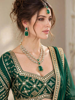 Zaveri Pearls - Multi-Color Antique Gold Tone Necklace Earring and Maangtikka Set (Pack of 4)