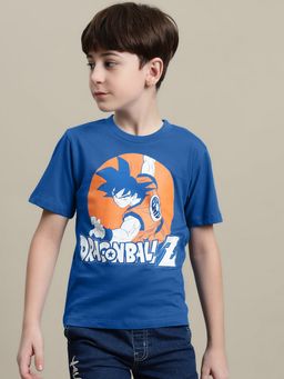 Kidsville - Dragon Ball Z Printed Regular Fit Blue Cotton Boys T-Shirt
