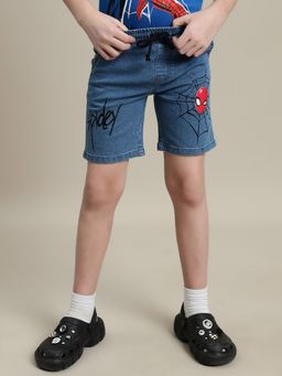 Kidsville - Spiderman Printed Blue Cotton Boys Shorts