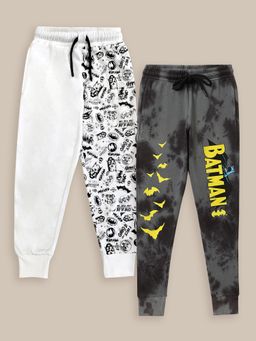 Kidsville - Dc Comics Printed Regular Fit White and Grey Boys Joggers (Pack of 2)