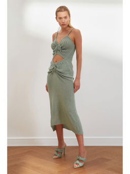 Trendyol - Mint Cut Out L Tie Midi Dress