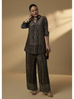 KALKI FASHION - Women Brown Printed Crepe Co-Ord Set