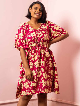 AOBA - Women Pink Floral Printed Nightdress