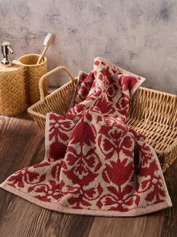 Fabindia - Red Cotton Woven Kamal Towel