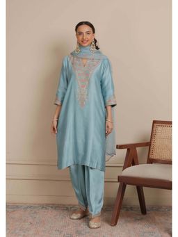 NEMAANI - Blue A-Line Kurta with Salwar Pant and Dupatta (Set of 3)