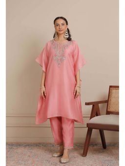 NEMAANI - Pink Kaftan with Pant and Slip (Set of 3)