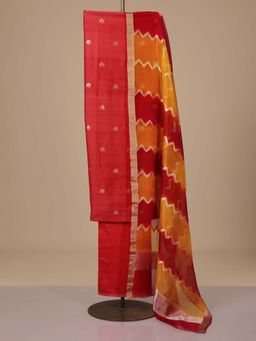 LABEL KALASHREE - Red Tussar Silk Unstitched Dress Material (Set of 3)