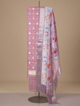 LABEL KALASHREE - Pink Chanderi Unstitched Dress Material (Set of 3)