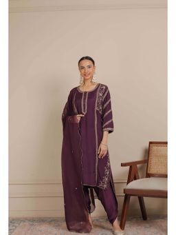 NEMAANI - Purple Kurta with Dhoti Pant and Dupatta (Set of 3)