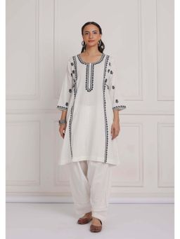 NEMAANI - Black Embroidered Aline Kurta with Salwar Pant (Set of 2)