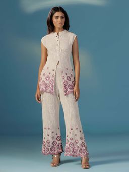 "Two Sisters" by Gyans - Organic Jute Thread Embroidered Floral Work Co-Ord (Set of 2)