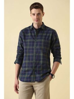 Allen Solly - Navy Blue Regular Fit Check Full Sleeves Shirt