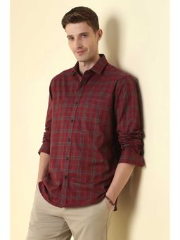 Allen Solly - Maroon Regular Fit Check Full Sleeves Shirt