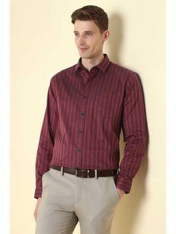 Allen Solly - Maroon Stripe Full Sleeves Shirt
