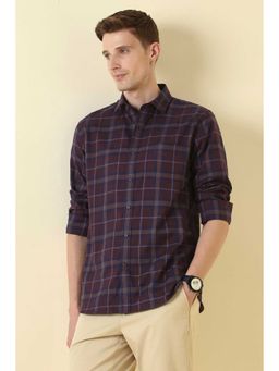 Allen Solly - Maroon Regular Fit Check Full Sleeves Shirt