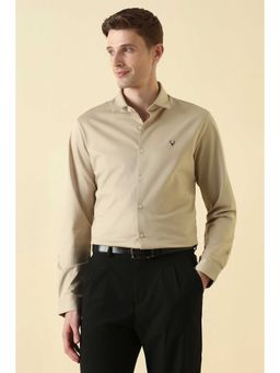 Allen Solly - Beige Solid Full Sleeves Shirt