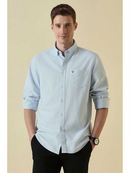 Allen Solly - Blue Regular Fit Solid Full Sleeves Shirt
