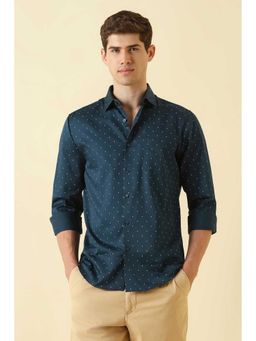 Allen Solly - Navy Blue Regular Fit Print Full Sleeves Shirt