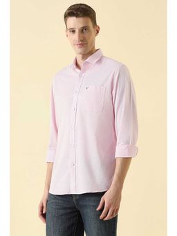 Allen Solly - Pink Regular Fit Textured Full Sleeves Shirt