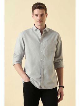 Allen Solly - Grey Regular Fit Solid Full Sleeves Shirt