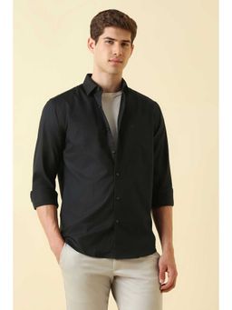 Allen Solly - Black Regular Fit Solid Full Sleeves Shirt