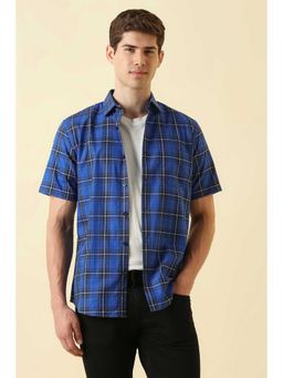 Allen Solly - Blue Regular Fit Check Half Sleeves Shirt