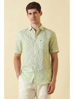 Allen Solly - Green Regular Fit Print Half Sleeves Shirt