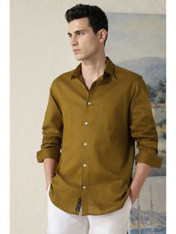 Louis Philippe - Khaki Regular Fit Solid Full Sleeves Shirt