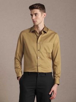 Louis Philippe - Khaki Regular Fit Solid Full Sleeves Shirt