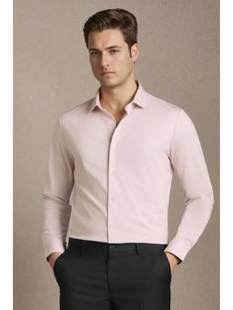 Louis Philippe - Pink Slim Fit Textured Full Sleeves Shirt