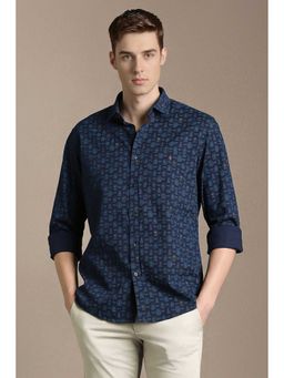 Louis Philippe - Navy Blue Print Full Sleeves Shirt