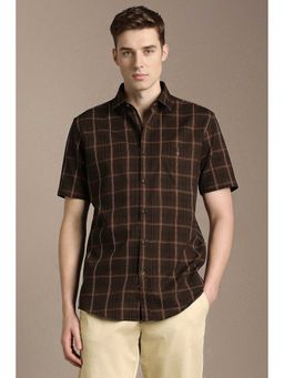 Louis Philippe - Brown Check Half Sleeves Shirt