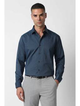 Van Heusen - Blue Regular Fit Stripe Full Sleeves Wedding Shirt