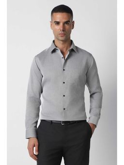 Van Heusen - Grey Tailored Fit Textured Full Sleeves Shirt