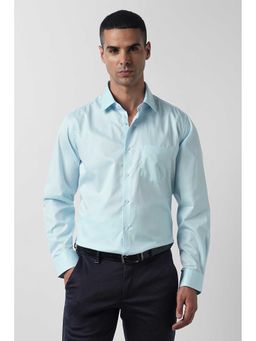 Van Heusen - Blue Regular Fit Textured Full Sleeves Party Shirt