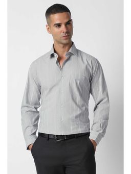 Van Heusen - Grey Regular Fit Stripe Full Sleeves Shirt