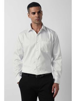 Van Heusen - White Regular Fit Stripe Full Sleeves Shirt