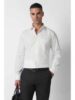 Van Heusen - White Regular Fit Textured Full Sleeves Shirt