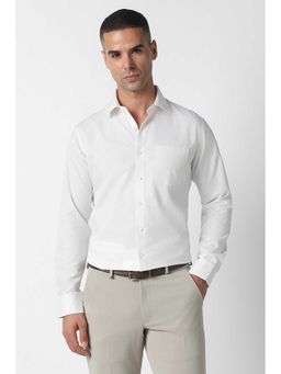 Van Heusen - White Slim Fit Textured Full Sleeves Shirt