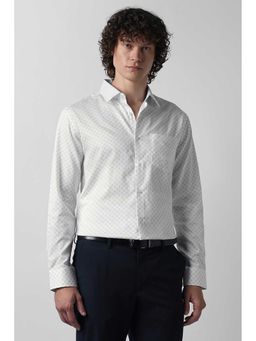 Van Heusen - White Tailored Fit Print Full Sleeves Shirt